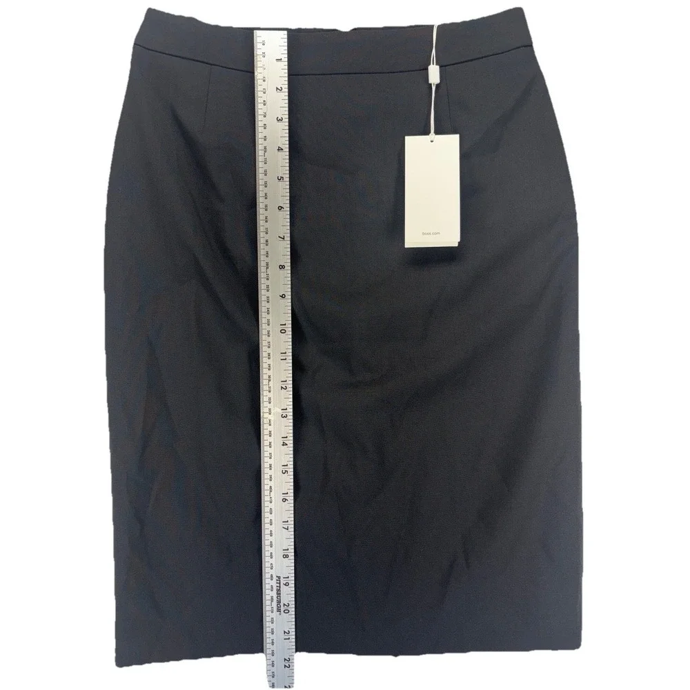 Hugo Boss Vilea Wool Blend Pencil Skirt Black US 2 IT 38 Career‎ Office NWT
